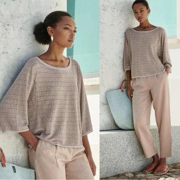 Poetry Tops - Poetry Patterned Knit Linen Blend Sweater Sz 12